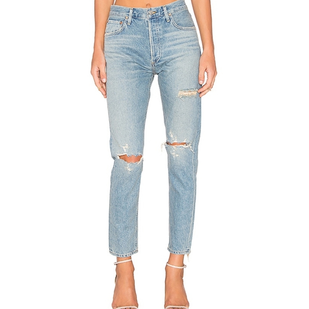 Agolde Women's High Rise Jeans - Light Blue